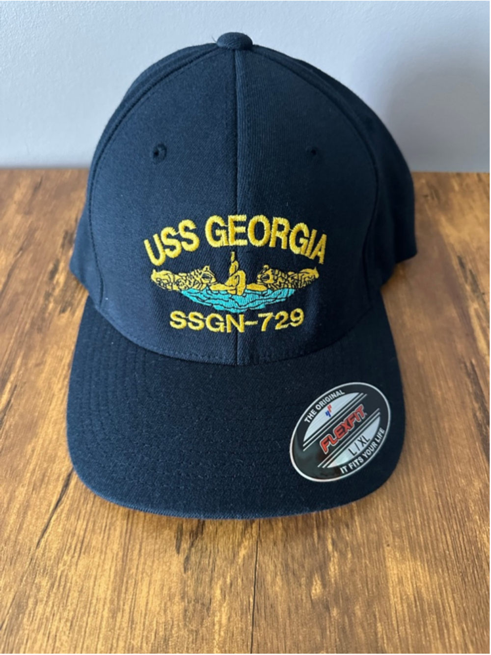 USS Georgia SSGN-729 Flexfit Hat Navy Embroidered Submarine Cap L XL